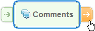 Screen capture of a widget with an outgoing arrow